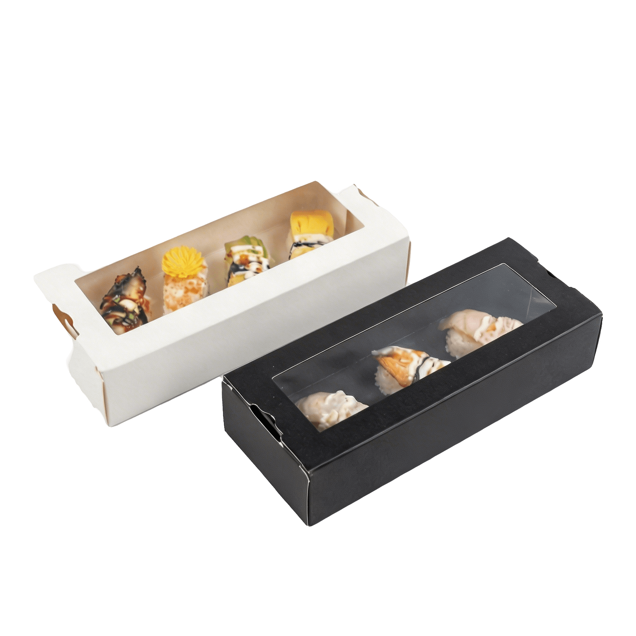 Black/White Cardboard Sushi Box-PLA Window