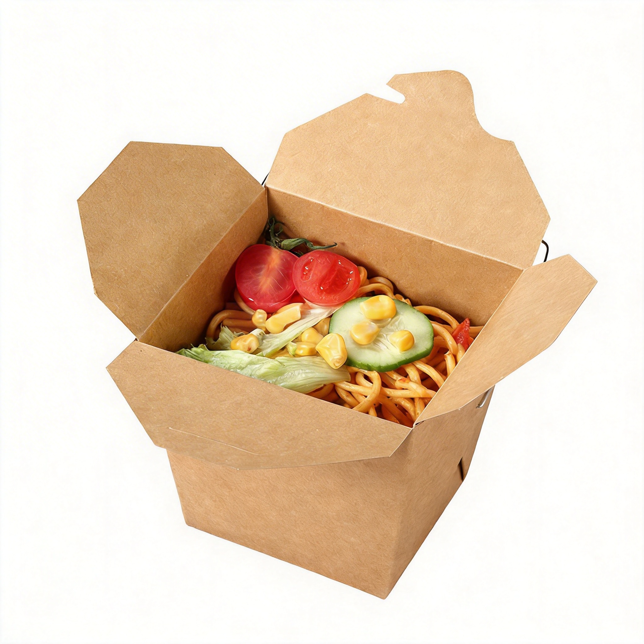 Kraft Square Food Box-Wire Handle 450ml